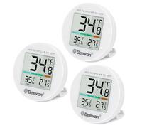 Geevon Lot de 3 petits thermomètres numériques pour réfrigérateur, étanchéité IP65, utilisation commerciale et domestique, fonction d'enregistrement max/min avec écran LCD, support et dos magnétique