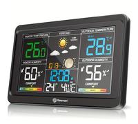 Geevon-Station météo numérique sans fil pour l'intérieur et l'extérieur, Therye.com avec calendrier, rétroéclairage réglable Adaptateur UE