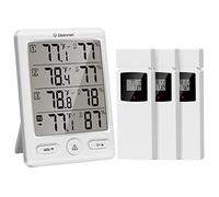 Geevon Thermomètre intérieur extérieur sans fil avec 3 capteurs à distance, hygromètre électronique, jauge de température et d'humidité avec portée de 60 m (228646 TN Blanc sans Batterie)