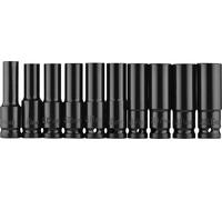 Geevorks 1/2Inch Drive Hex Impact Socket Set 10-Piece Deep Socket Metric Sizes 8-19mm CR-V Material with Storage Box
