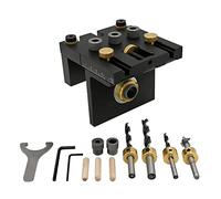 Geevorks Gabarit de Percage Bois pour Assemblage par Tourillons Kit de Gabarit de Cheville à Bois 3 en 1 Avec Clip de Positionnement Guide de Perçage Réglable Perforateur Locator Outils de Menuiserie