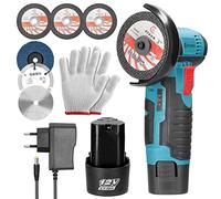 Geevorks Mini Meuleuse D'Angle Sans Fil 19500RPM 12V Professional Disqueuse Sans Fil | 2 Batterie 2.0Ah | 6 Disques à Tronçonner 76mm | Meuleuse Angulaire Sans-fil pour le Meulage et la Coupe