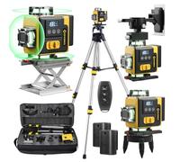 Geevorks Niveau Laser Professionnel 4D 16 Lignes Autonivelant, Portée 25m avec Trépied 1.2m, 2x2400mAh Batteries, IP54 avec télécommande & support mural
