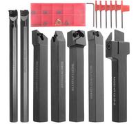 Geevorks s Lot de 21 outils de tournage CNC, 12 mm 1/2", outils de tournage pour métal, Indexable carbure Insert, Tournage Outils de tournage, 7 porte-outils, 7 lames, 7 clés