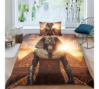 GEEYOU Ancient Egypt Aide Au Sommeil Linge De Lit Doux Et Souple Pharaoh Housse De Couette Respirant Literie Lavable Comfort Cover Résistant À l'usure Parure De Lit Single（135x200cm）