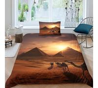 GEEYOU Ancient Egypt Parure De Lit Console De Couette pour Decor Comfort Cover Literie Pyramids Linge De Lit pour Adultes Enfants Hypoallergénique Doux Et Souple Confortable Single（135x200cm）