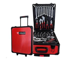 Gef-roy Caisse à outils, Widmann 254ALC, Valise de garagiste, mécanicien de 254 pièces, pinces, tournevis, clés, scie, marteau