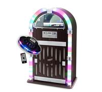 gef-roy Chaîne HiFi Jukebox Retro 60W avec Tourne Disque Vinyle Bluetooth, CD, FM + télécommande, Jeu de lumière OVNI LED