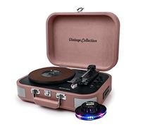 gef-roy Platine Vinyle - Muse MT-201BTP - stéréo Saumon 33/45/78 Tours - Enceintes intégrées - USB/SD/AUX - Prise Casque - Lumière OVNI