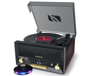 gef-roy Système Chaîne HiFi - Muse MT-112W - CD 20W Vintage avec Platine Vinyle - CD/FM/USB/AUX - 33/45/78 Tours - Lumière OVNI