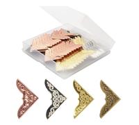 GEFAEJIFO Lot de 80 coins de protection pour livres en métal - Accessoires d'album - Coins décoratifs - Bronze - Coin de protection pour scrapbooking, livres, scrapbooking, menus, coins - Protection