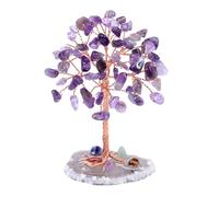 GEFIRE Arbre de Vie Pierre Naturelle, 9-10 cm Arbre de Cristal Cadeau Parfait d'ornement d'arbre de Cristal pour Chakra Reiki Gift Home Office Table Décoration Cadeau Ornement Sculpture (Améthyste)