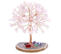 GEFIRE Arbre de Vie Pierre Naturelle 9-10 cm Arbre de Cristal D'ornement d'arbre de Cristal Arbre pour l'Énergie Guérissante Cristalline Spirituelle Décoration de Méditation Spirituelle (Rose)