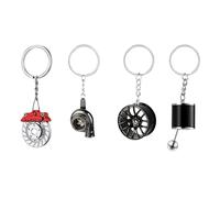 GEFIRE Turbo Voiture Porte Cles 4 Pièces Porte Clé Personnalisé, Porte Clef Voiture Mini Car Parts Porte Clef Fast and Furious,Convient pour Cadeau Motard, PassionnéS de Moto,Mécanicien
