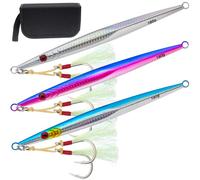 Gefischtter Lot de 3 leurres de pêche verticaux en Eau salée en métal avec Crochets pour Thon, Bar, dent de Chien, mérou, 160 g