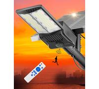 Gefolly SL-10100W Solaire Exterieur Lampadaire-600100LM Lumière Solaire avec Télécommande, 6500K Crépuscule à l'Aube Étanchéité IP67 Projecteur LED Jardin Lampe Pour Rue Garage Éclairage Public