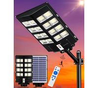 Gefolly SL-3000W Solaire Exterieur Lampadaire-300000LM Projecteur Solaire Exterieur avec Télécommande, 6500K IP67 Lumière Solaire Pour Rue Garage Éclairage Public
