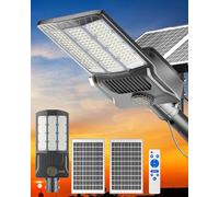 Gefolly Solaire Exterieur Lampadaire, Lumière Solaire avec Télécommande, 6500K Crépuscule à l'Aube Étanchéité IP67 Projecteur LED Jardin Lampe Pour Rue Garage Éclairage Public (8900W,550000LM)