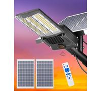 Gefolly Solaire Exterieur Lampadaire, Lumière Solaire avec Télécommande, 6500K Crépuscule à l'Aube Étanchéité IP67 Projecteur LED Jardin Lampe Pour Rue Garage Éclairage Public (9900W,650000LM)