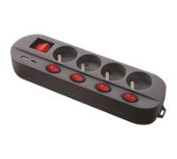 Gefom Bloc multiprise - Noir - 4 prises 16A+T - 5 interrupteurs - Chargeur USB C et A - Multiple Charge Rapide - Câble 1,5 mètres