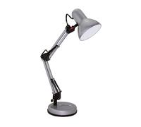 Gefom Lampe de Bureau Articulée en Métal - Bras Réglable - Socle Stable - Culot E27 - Grise