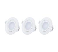 Gefom Lot de 3 Spots LEDs Integre IP20 5W Couleur Blanche Ajustable A 25° Angle 120° dimension D'encastrement 70mm 2700K
