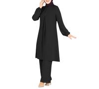 Gefomuofe Abaya Costume musulman pour femme Islamique Moyen-Orient Dubaï Turquie Vêtements de prière Abaya Femmes Namaz Elbisesi Robe turque africaine Tenue Dubaï, Noir , M