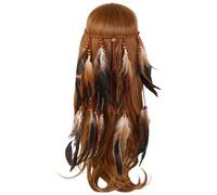 Gefomuofe Bandeau à plumes, style indien, vintage, hippie, fantaisie, bohème, amérindien, pour Halloween, carnaval, cosplay, fête, marron, taille unique
