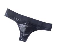 Gefomuofe Boxer pour homme - Aspect cuir - Effet mouillé - Sexy - En cuir verni - Avec taille élastique - Slip en cuir verni - Taille basse - Sous-vêtements érotiques, Noir , XL
