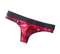 Gefomuofe Boxer pour homme - Aspect cuir - Effet mouillé - Sexy - En cuir verni - Avec taille élastique - Slip en cuir verni - Taille basse - Sous-vêtements érotiques
