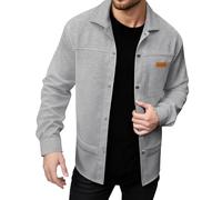 Gefomuofe Chemise de loisirs à manches longues gaufrée pour homme - Blouson d'extérieur - Veste de survêtement - Veste bomber - Manteau mi-saison - Veste d'hiver - Veste de travail - Chemise de