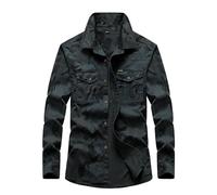 Gefomuofe Chemise tactique pour homme - Séchage rapide - Chemise fonctionnelle à manches longues - Respirant - Pour homme - Armée militaire - Protection UV - Avec poches, a gris, XL