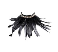 Gefomuofe Col à plumes pour homme et femme - Cape gothique - Plume - Cape en plumes - Collier - Costume d'Halloween - Epaulettes pour carnaval - Boa à plumes - Noir - Costume de paon, Noir , taille