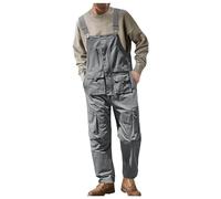 Gefomuofe Combinaison cargo rétro pour homme - Pantalon de travail avec bretelles extensibles - Pantalon de travail avec jean stretch - Salopette de loisirs, C gris., M