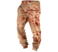 Gefomuofe Costume d'Halloween pour homme - Motif éclaboussures de sang - Pantalon de jogging long avec cordon de serrage - Pantalon de sport - Pantalon de loisirs - Pantalon de survêtement, kaki, L
