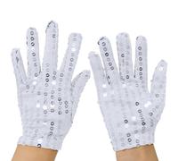 Gefomuofe Gants à Paillettes Michael Jackson - Gants argentés avec paillettes pour femmes - Gants de satin à franges - Mitaines sans doigts - Costume d'opéra des années 1920, argenté, taille unique