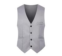 Gefomuofe Gilet de costume pour homme - Couleur unie - Décontracté - Pour smoking formel - Col montant - Double boutonnage - Coupe ajustée - Élégant - Pour mariage, b gris, XXXXXL