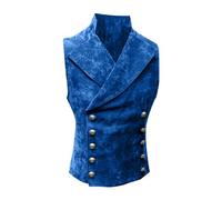 Gefomuofe Gilet de costume vintage classique en laine pour homme - Gilet léger arc-en-ciel - Veste fine et élégante - Gilet d'affaires, de fête, Marine, S