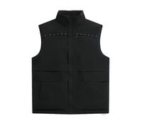 Gefomuofe Gilet de travail d'hiver pour homme - Col montant - Gilet d'hiver chaud imperméable - Gilet de pêche sans manches - Fermeture éclair complète - Gilet softshell multifonction, Noir , 4XL