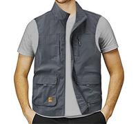 Gefomuofe Gilet d'été pour homme - Gilet d'été sans manches - Veste de pêche - Veste de printemps - Veste de sport - Gilet de camping - Gilet de reporter - Gilet de safari avec fermeture éclair -
