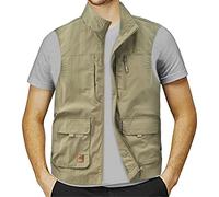 Gefomuofe Gilet d'été pour homme - Gilet d'été sans manches - Veste de pêche - Veste de printemps - Veste de sport - Gilet de camping - Gilet de reporter - Gilet de safari avec fermeture éclair -