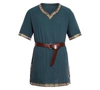 Gefomuofe Gilet médiéval pour homme, couleur lilas, costume médiéval, tunique d'Halloween, chemise à lacets, gilet sans manches, manteau victorien, lilas, veste de cosplay, Bleu marine, S