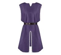 Gefomuofe Gilet médiéval pour homme, lilas, costume médiéval, Halloween, tunique, chemise à lacets, sans manches, manteau, costume victorien, lilas, veste de cosplay, Violet H, XXL