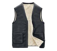 Gefomuofe Gilet polaire softshell pour homme - Veste sans manches - Gilet en peluche - Col montant avec poches - Court - Gilet de travail thermique - Gilet de pêche avec plusieurs poches, gris, XL