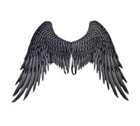 Gefomuofe Grandes ailes d'ange pour adultes Fée Costume Accessoires Ailes décoratives Tissu non tissé Imprimé pour fête, Halloween, carnaval, Noir , taille unique