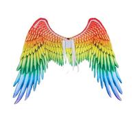 Gefomuofe Grandes ailes d'ange pour adultes Fée Costume Accessoires Ailes décoratives Tissu non tissé Imprimé pour fête, Halloween, carnaval, rouge, taille unique