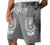 Gefomuofe Happy Shorts Short pour homme Motif Oktoberfest délavé Vintage Rétro Short de bain Short de bain amusant Boxer bière Pantalon de loisirs, gris, L