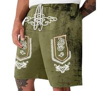 Gefomuofe Happy Shorts Short pour homme Motif Oktoberfest délavé Vintage Rétro Short de bain Short de bain amusant Boxer bière Pantalon de loisirs, Vert kaki, S