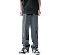 Gefomuofe Jeans baggy pour homme Y2K Pantalon uni Hip-Hop Noir Cargo Jeans pour adolescents Garçons Streetwear Taille haute Vintage Jambe droite Jeans jogger Coupe large Pants, H noir., XL