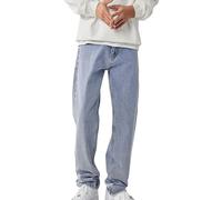 Gefomuofe Jeans baggy pour homme Y2K - Pantalon uni Hip-Hop noir - Jeans cargo pour adolescents et garçons - Streetwear - Taille haute - Vintage - Pantalon droit - Jeans jogger - Coupe ample, G bleu